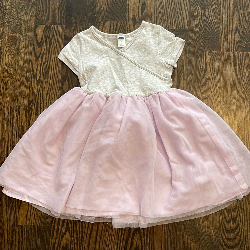 Faux wrap cotton and tulle dress